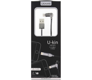 Usams U-Kin Series USB 2.1A naar Lightning Kabel (100cm) - Zwart