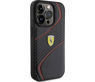 Ferrari Twist Metal Logo Back Case - iPhone 15 Pro (6.1") - Zwart Zwart