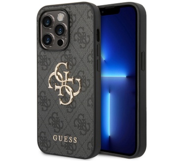 Guess 4G Metal Logo BackCase Apple iPhone 14 Pro Max (6.7") Grijs Grijs