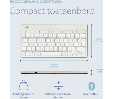 R-Go Tools Compact Break Draadloos, Qwertz DE, Wit