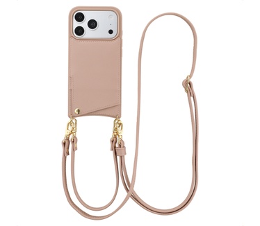 Selencia Nova Telefoonhoes met Koord en Pashouder voor de Apple iPhone 18 Pro Max / 17 Pro Max - Dusty Rose