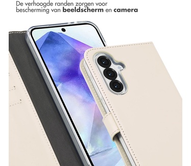 Selencia Echt Lederen Bookcase Samsung Galaxy A36 - Greige