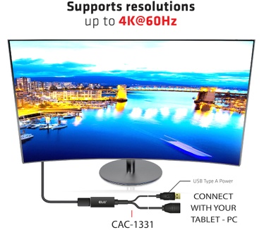 Club 3D HDMI to DisplayPort 4K60Hz M/F Active Adapter Zwart