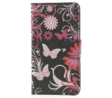 Merkloos Samsung Galaxy S5 (Neo) Butterfly Flowers Wallet Stand Case