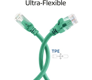 ACT Groene 10 meter TPE U/UTP CAT6A ultra-flex patchkabel snagless met RJ45 connectoren