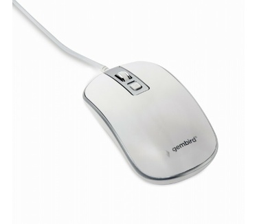 Gembird Muis Kabelgebonden Optisch Wit, Zilver 4 Toetsen 800 dpi, 1000 dpi, 1200 dpi