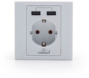 Gembird Gembird Inbouwstopcontact met dubbele USB-lader, wit