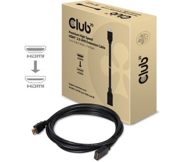 Club 3D High Speed HDMI 2.0 UHD 4K60Hz Extension Kabel 3 meter M/F Zwart