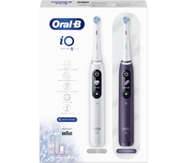 Oral-B iO - 8 - Elektrische Tandenborstels Wit En Paars, Duopack
