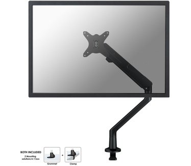 Newstar Full Motion Desk Mount (clamp & grommet) for 10-30" Monitor Screen, Height Adjustable (gas spring) - Black