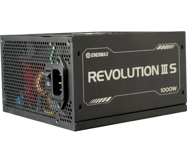 Enermax Revolution Revolution III S 1000 W Black | 80 Plus et Cybenetics Platinum | Bloc d'alimentation ATX 3.1 entièrement modulaire | PCIe 5.1 12V-2x6 | Ventilateur silencieux 120 mm FDB semi-ventilateur | 105