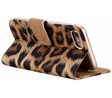 Panter print lederen Bookcase hoesje voor de Apple iPhone 8 (Apple iPhone 8)