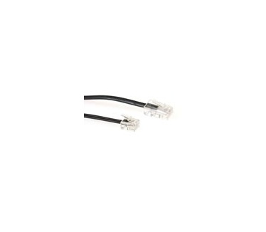 Advanced Cable Technology Zwarte 5 meter platte telefoonkabel met RJ11 en RJ45 connectoren
