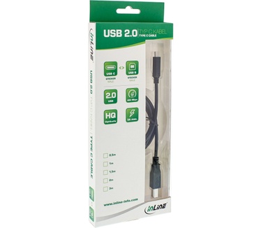 InLine USB C/USB B, 1.5 m Zwart