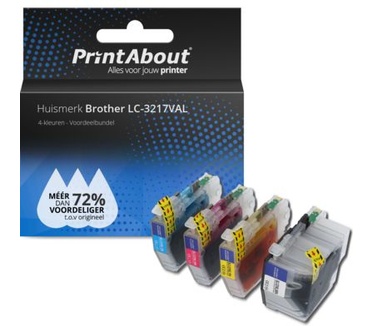 PrintAbout Huismerk Brother LC-3217VAL Inktcartridge 4-kleuren Voordeelbundel