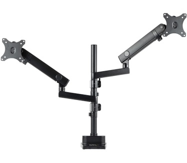 Startech.com Dubbele Monitor Arm voor Bureaumontage, Full Motion Monitorbeugel voor 2x VESA-displays tot 32" (8kg), Verticale Stapelbare Armen, Hoogte verstelbaar/Articulerend - Bureauklem/Doorvoertule