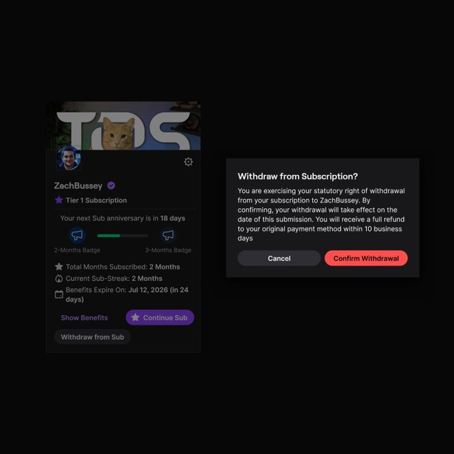 Retourknop Twitch