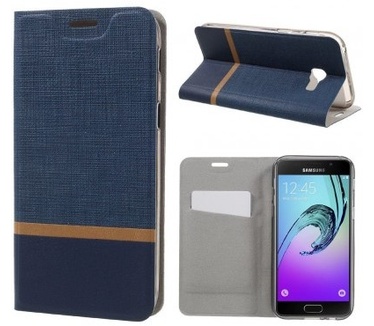 qMust Samsung Galaxy A5 (2017) Wallet Case - TPU frame - Striped Blue
