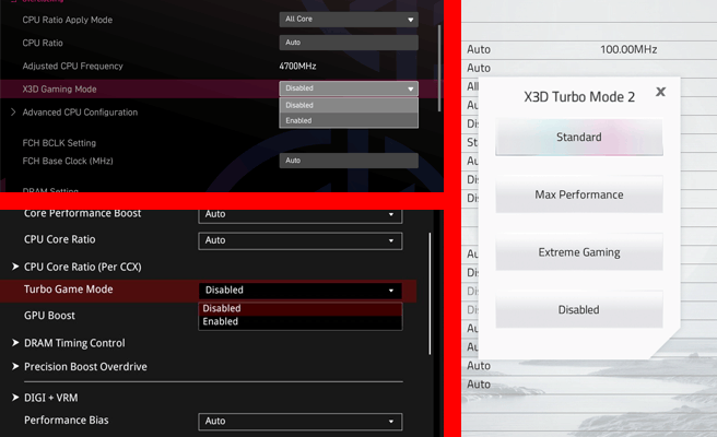 ASUS, Gigabyte en MSI bieden allemaal speciale X3D-modi in hun bios.