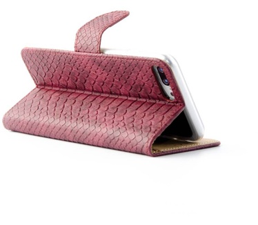 Schubben design Lederen Bookcase hoesje voor de Apple iPhone 8 Plus - Bordeauxrood (Apple iPhone 8 Plus) Bordeaux Rood