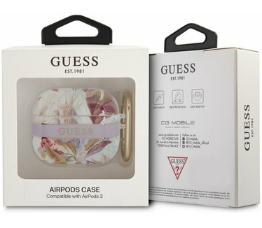 Guess TPU Flower Print Case voor Apple Airpods 3 - Paars Paars