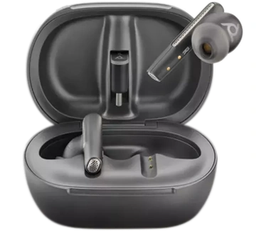 Poly Voyager Free 60+ True draadloze oordopjes, microfoons met ruisonderdrukking voor heldere oproepen, actieve ruisonderdrukking (ANC), slim oplaadetui met touch-bediening (Zwart)