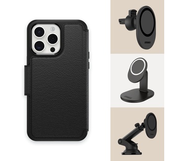 Otterbox Strada Series Folio MagSafe voor iPhone 15 Pro Max, Shadow - Geen retailverpakking (iPhone 15 Pro Max) Zwart
