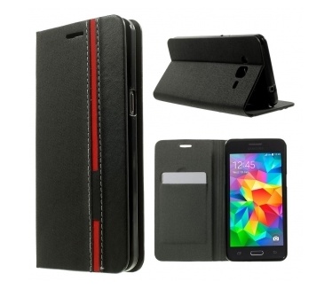 qMust Samsung Galaxy Grand Prime Wallet Case - TPU binnenwerk - Red striping