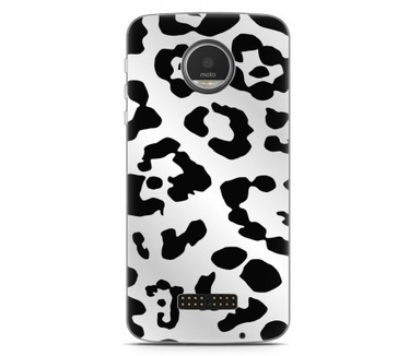 Just in Case Motorola Moto Z Play Hoesje Luipaard Zwart Wit