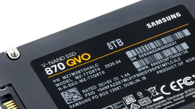 De Samsung 870 QVO is een van de weinige ssd's die al in 8TB verkrijgbaar is.