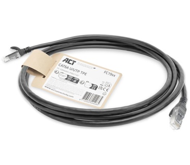 ACT Zwarte 1,5 meter TPE U/UTP CAT6A ultra-flex patchkabel snagless met RJ45 connectoren