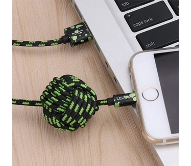 Usams U-Camo Series Gevlochten Lightning Kabel (150cm) - Groen