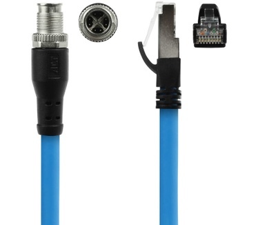 ACT Industrial 5,00 meter Sensor kabel M12X 8-polig male chassis naar RJ45, Superflex SF/UTP TPE kabel, afgeschermd