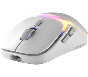 Glorious Glorious Gaming - draadloze gamingmuis Model O3 - Uitwisselbaar InfinitePlay-batterijsysteem, 8k polling, 130M click optische schakelaars, licht gewicht van 66 g, 30K DPI optische sensor, RGB - Wit