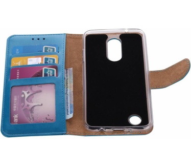 Luxe Lederen Bookcase hoesje voor de LG K4 2017 - Blauw (LG K4 2017) Blauw