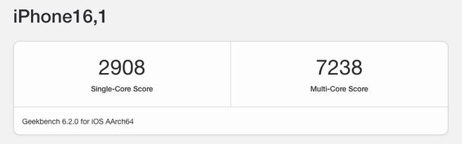Geekbench-resultaten iPhone 15 Pro - Bron: Geekbench