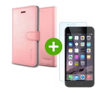 Spigen Wallet S (Pink) + Crystal Screenprotector Apple iPhone 6 Plus