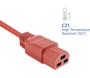 ACT Netsnoer C14 - C21 IEC60320 rood 1 m