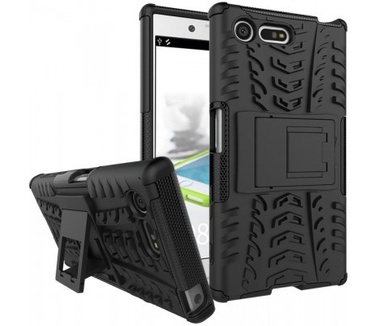 qMust Sony Xperia X Compact Rugged Hybrid Case - Dual Protection - Black