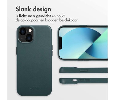 Accezz MagSafe Leather Backcover iPhone 13 - Donkergroen