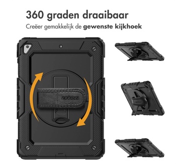 Accezz Rugged Backcover met schouderstrap iPad (2017 / 2018) - Zwart