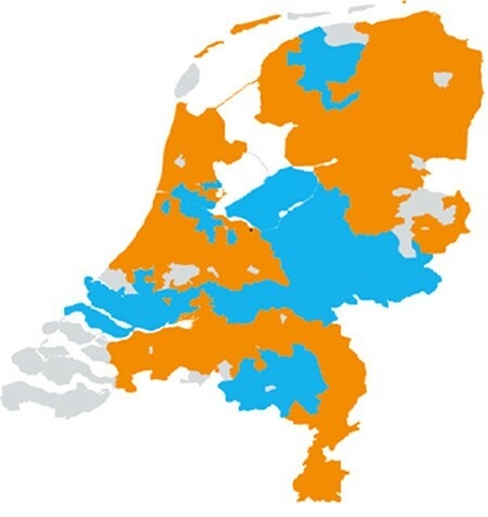 Oud-Ziggo en oud-UPC gebied dekkingskaart