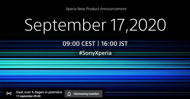 Sony Xperia-livestream op 17 september voor Xperia 5 II