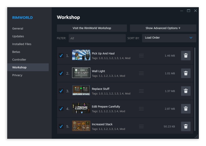 Vernieuwd Steam Workshop-modoverzicht