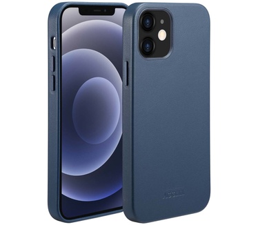 Accezz MagSafe Leather Backcover iPhone 12 (Pro) - Donkerblauw