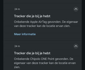 Waarschuwing AirtTags en Chipolo