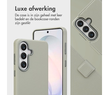 Accezz Leather Bookcase 2-in-1 met MagSafe Samsung Galaxy S26 - Light Grey