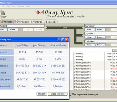 Allway Sync screenshot (statistics)