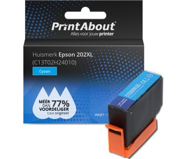 PrintAbout Huismerk Epson 202XL (C13T02H24010) Inktcartridge Cyaan Hoge capaciteit