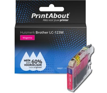 PrintAbout Huismerk Brother LC-123M Inktcartridge Magenta